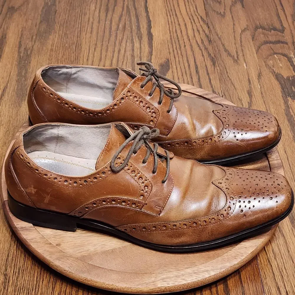 Stacy Adams Dress Shoes Mens Size 11 Brown Leather Brogue Wingtip 24738-221